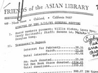Meeting Minutes from the Friends of the Asian Library