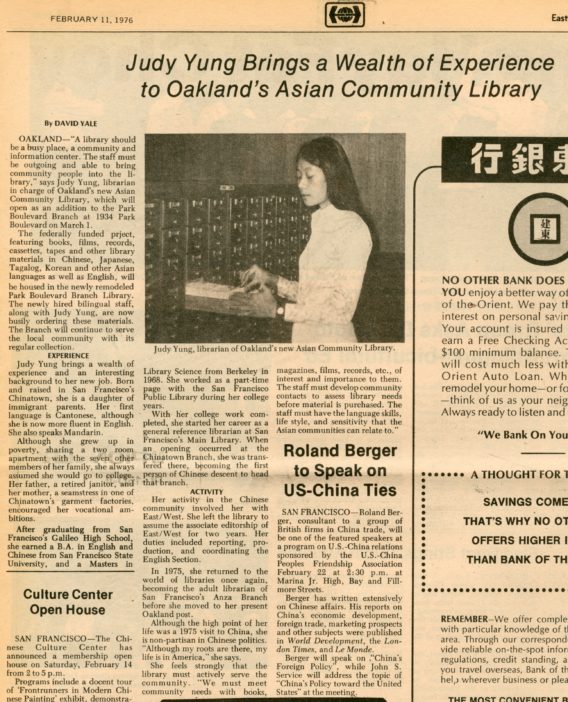 Judy Yung Brings a Wealth of Experience to Oakland’s Asian Community Library (1976)