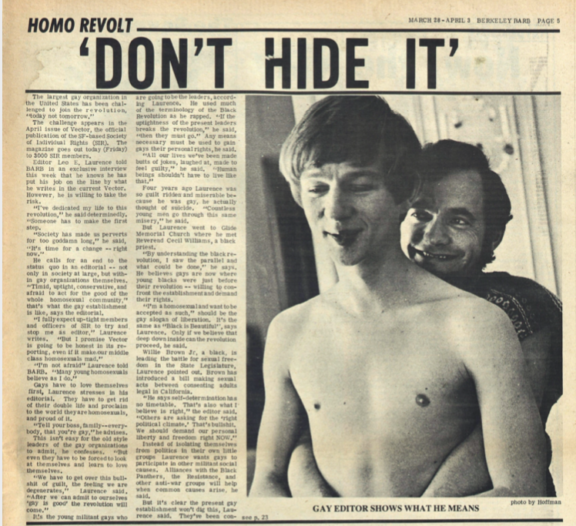 “Homo Revolt ‘Don’t Hide it'”, Berkeley Barb