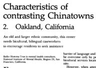 Characteristics of Contrasting Chinatowns