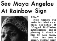 See Maya Angelou at Rainbow Sign
