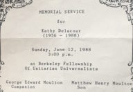 Kathy Delacour’s Funeral Program