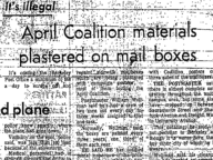 April Coalition Materials Plastered on Mailboxes