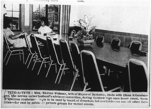 microfilm- Mrs. Warren Widener in conference room from oak post RSopens